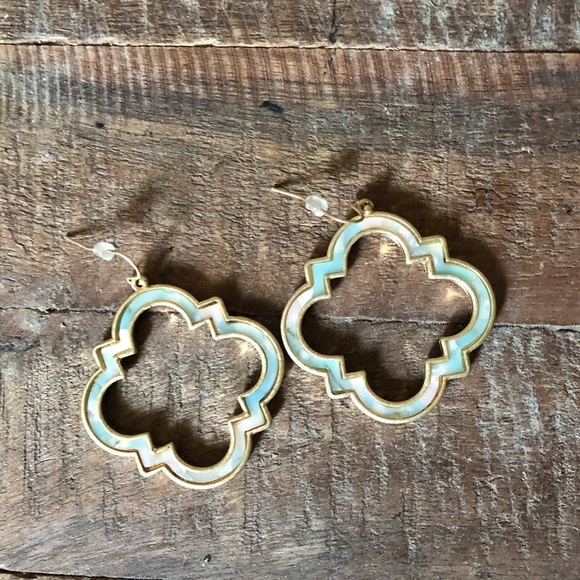 FINAL PRICE Blue Quartrefoil Drop Earrings - Picture 4 of 4